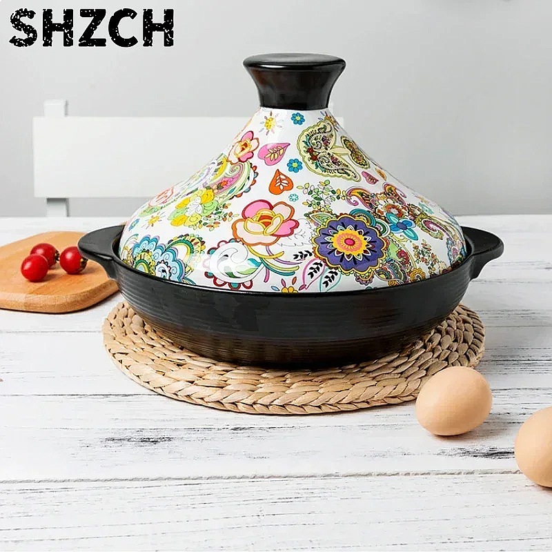 Tagine Clay Pot - 2L Seramik Tagine Çömlek Tencere, Yüksek